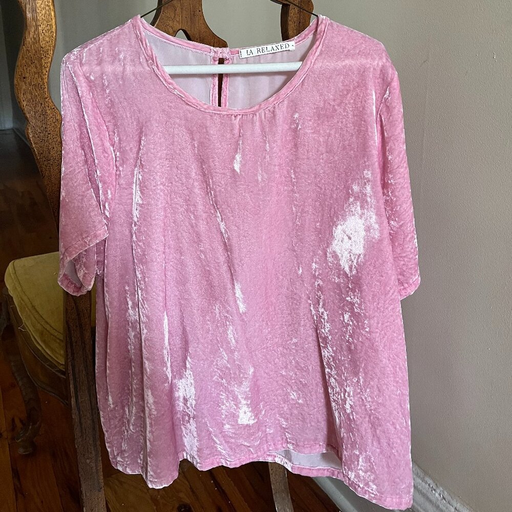 Crushed Pink Velvet La Relaxed Top